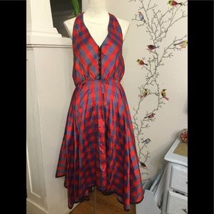 Loved by Karmen Lara Halter Dress Red Blue